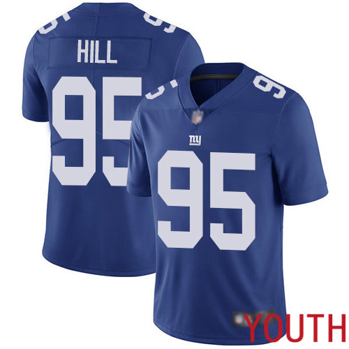 Youth New York Giants #95 B.J. Hill Royal Blue Team Color Vapor Untouchable Limited Player Football NFL Jersey